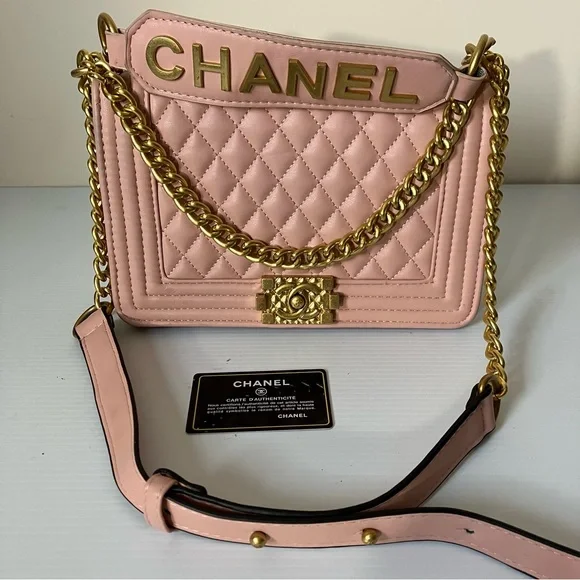 Chanel Small Gold Enchained Quilted Boy Flap Bag in Pink - Picture 13 of 15